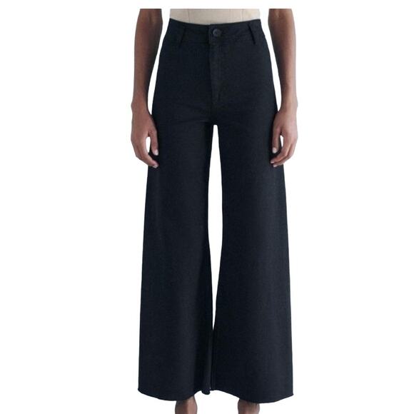 Zara Denim - Zara The Marine Straight Wide Leg Jeans Black Denim Size 8 NWT